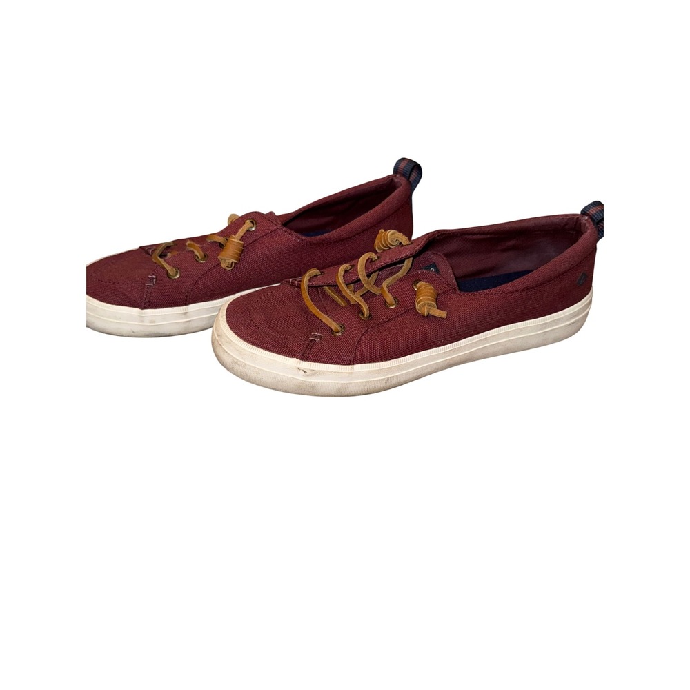Sperry Crest Vibe Sneakers Burgundy Canvas Coastal Preppy Women's - Picture 4 of 6